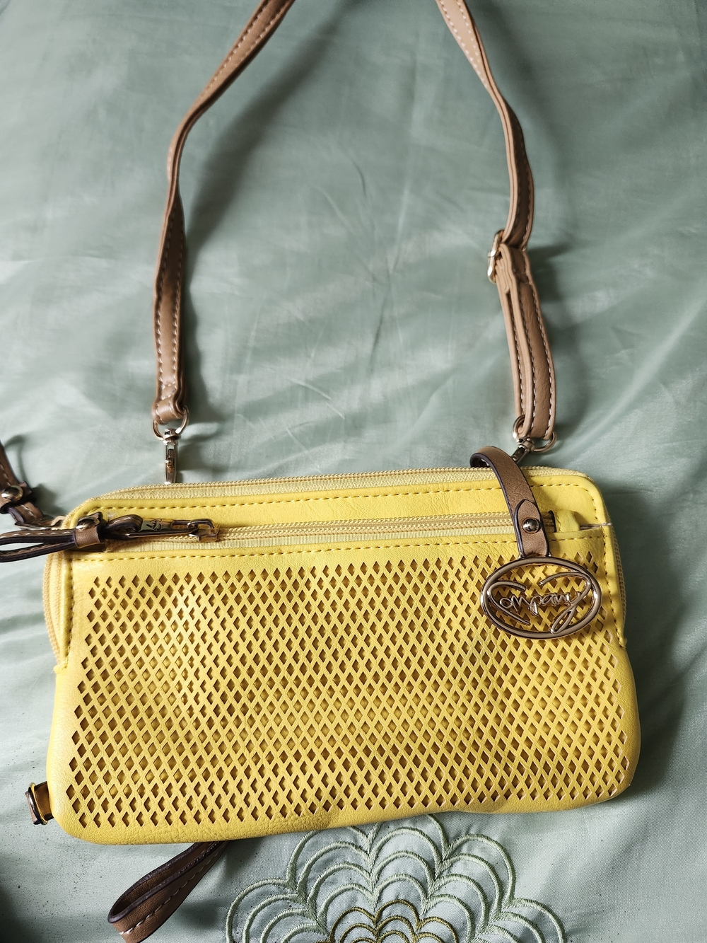 Yellow Crossbody Shoulder Wallet - Women's Casual Mesh Design
